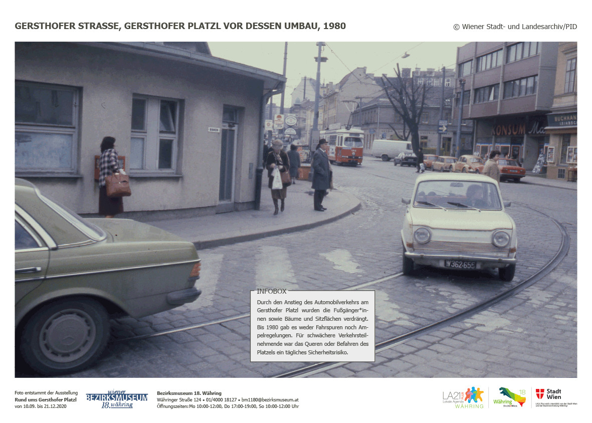 GERSTHOFER STRASSE, GERSTHOFER PLATZL VOR DESSEN UMBAU, 1980 © Wiener Stadt- und Landesarchiv/PID