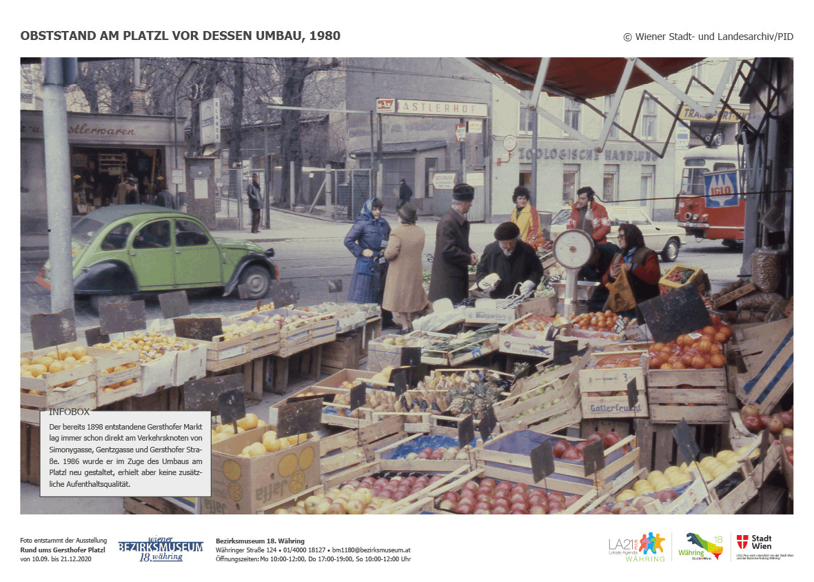 OBSTSTAND AM PLATZL VOR DESSEN UMBAU, 1980 © Wiener Stadt- und Landesarchiv/PID