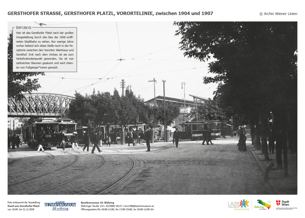 GERSTHOFER STRASSE, GERSTHOFER PLATZL, VORORTELINIE, zwischen 1904 und 1907 © Archiv Wiener Linien